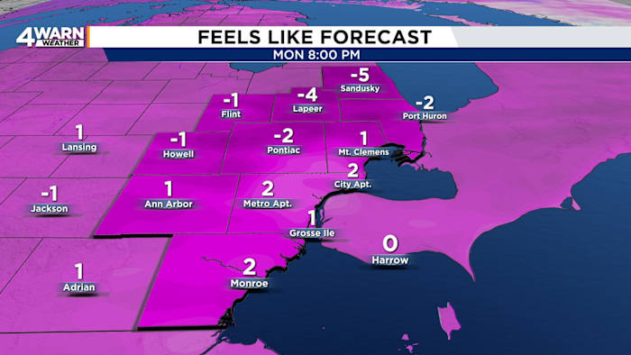 Snow showers, breezy winds & falling temperatures expected in Metro Detroit on Monday Snow showers, breezy winds & falling temperatures expected in Metro Detroit on Monday