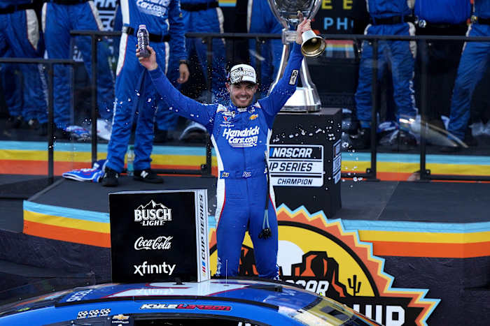 Kyle Larson wins second NASCAR championship, denying Denny Hamlin in overtime