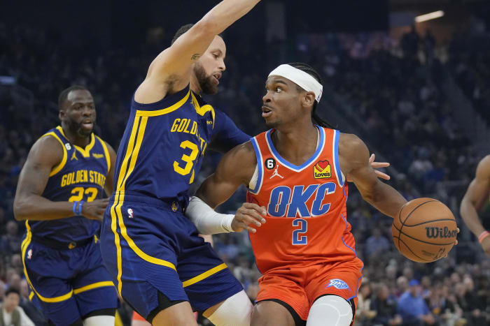 Chris Paul in blue short sleeve jersey bring the ball up in OKC - Clippers  News Surge NBA Gallery - Los Angeles Clippers Pictures & Photos