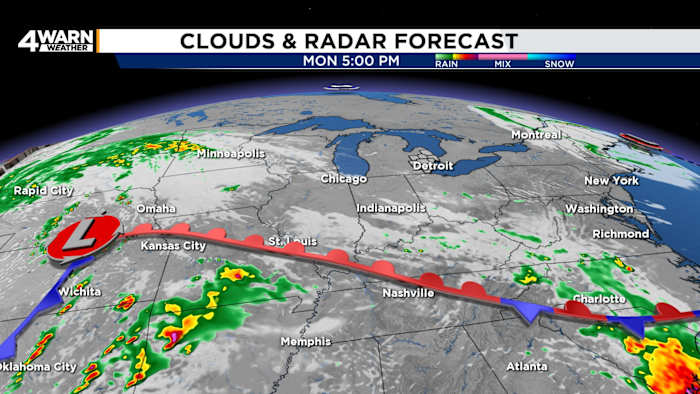 A medida que la lluvia se acerca al metro de Detroit, la temperatura más fría continúa A medida que la lluvia se acerca al metro de Detroit, la temperatura más fría continúa