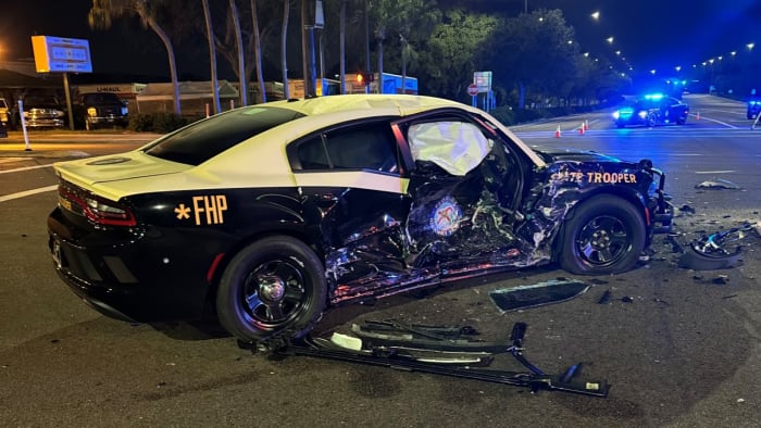 Florida trooper hit by drunk driver while responding to Polk County crash, officials say