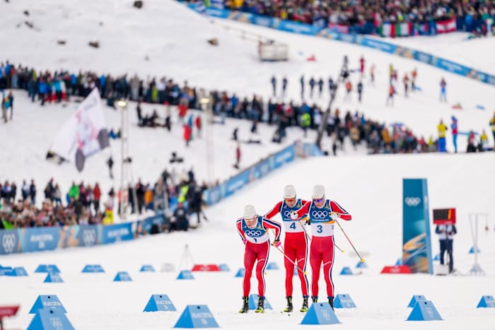 Klaebo becomes 1st athlete to win 6 golds at a Winter Games as Norway sweeps 50km mass start