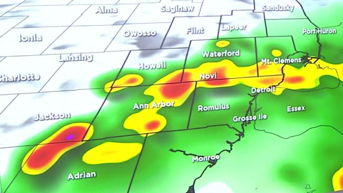 There is a slight risk of severe weather with strong winds and heavy rain in southeast Michigan during the week