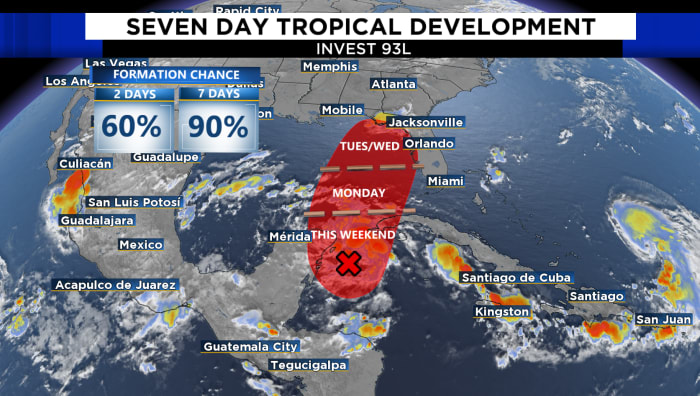 Odds are increasing for tropical rain to move into the area next week