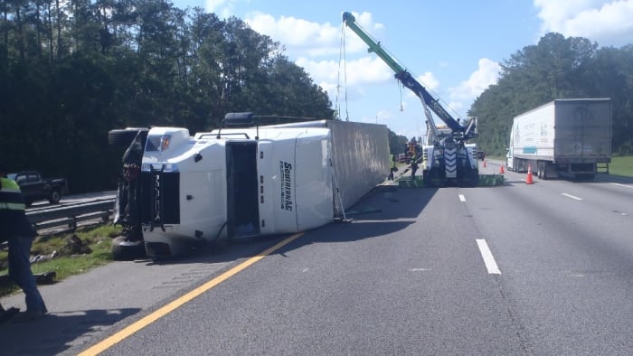Man arrested on DUI charges after crashing semitruck full of frozen food on Florida road, FHP says