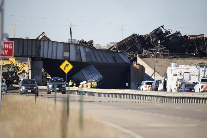 Stretch of I-25 to remain closed for days as debris from train derailment is cleared