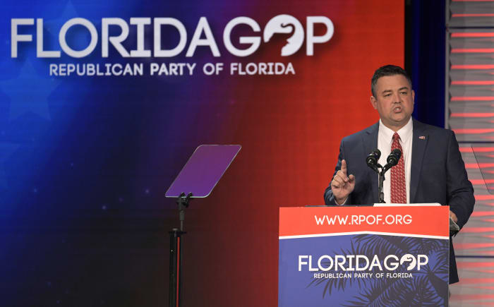 Florida Republicans vote on removing party chairman accused of rape as DeSantis pins hopes on Iowa