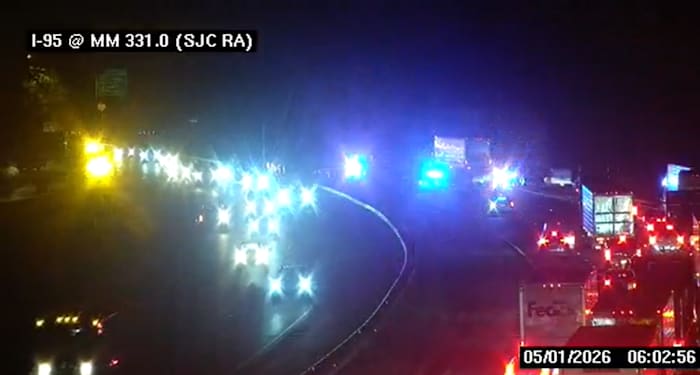 Crash blocks all I-95 northbound lanes in St. Johns County