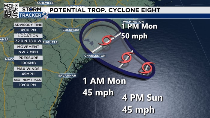 A tropical system is forecasted to make landfall Monday on South Carolina’s coast.