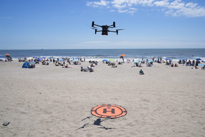 On NYC beaches, angry birds fight drones patrolling for sharks and struggling swimmers