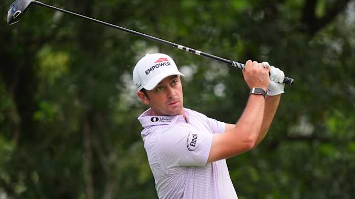 Image linked from the original feed: Davis Riley closes strong, takes 1-shot lead into final round of the last Rocket Classic in Detroit