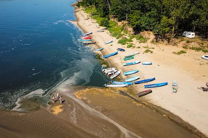 Image linked from the original feed: Record-low Danube River affects tourism and industry as drought and heat grip Central Europe