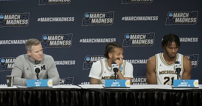 Image for Dusty May, Roddy Gayle Jr., Morez Johnson Jr. talk advancing past Howard in first round of NCAA Tournament