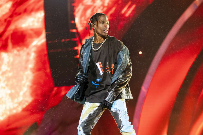 Travis Scott at NBA game after launching event safety project after deadly  Astroworld tragedy