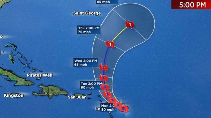 Tropical Storm Philippe a threat for flash floods overnight in Leeward Islands, forecasters say