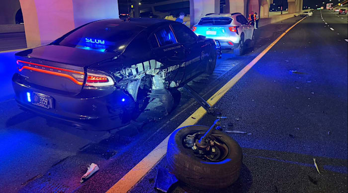 Florida Highway Patrol cruiser struck by DUI driver on I-4 in Orange County, officials say