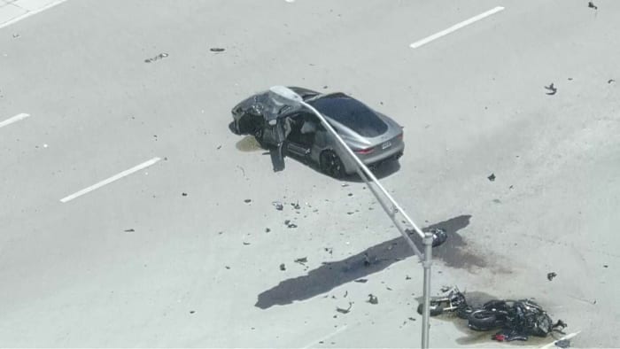 1 killed in crash involving Jaguar, motorcycle in southwest Miami-Dade