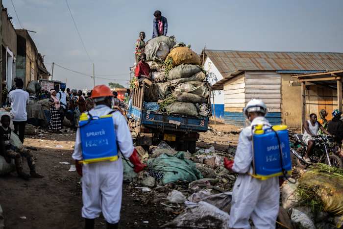 An Ebola treatment tent set ablaze again in eastern Congo with 18 suspected cases escaping
