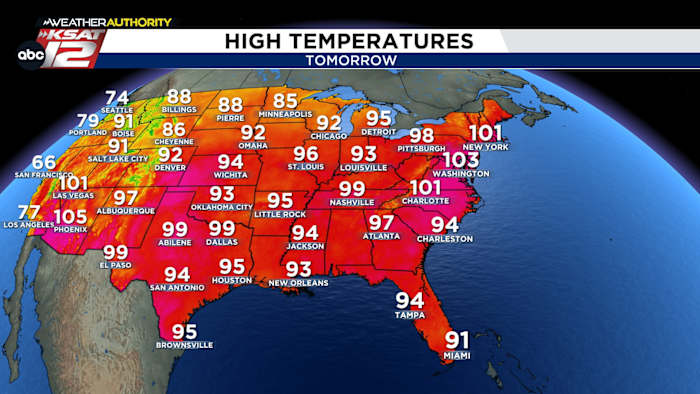 New York has hit 100° this year before San Antonio! Plus: Your July 4th forecast
