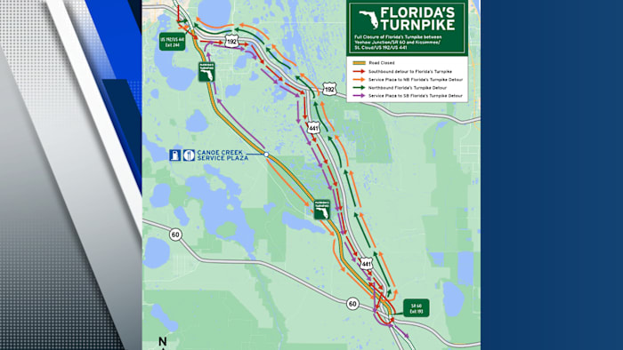Florida’s Turnpike to close for construction from Yeehaw Junction to Kissimmee