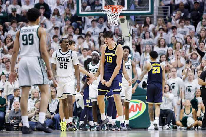 No. 3 Michigan basketball spoils Izzo’s birthday with rare Breslin Center victory over No. 7 Spartans