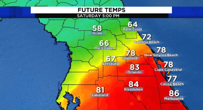 TIMELINE: Scattered storms, colder air plunge into Central Florida for the weekend