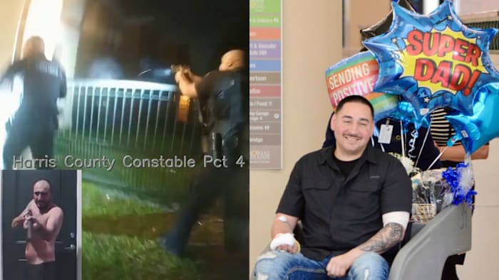 ‘Stop the bleeding': Body camera footage shows moment deputy was shot during gunfight at Humble apartment complex