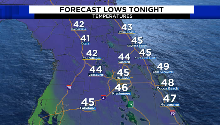 Central Florida expected to see cooler temperatures that will persist throughout the entire week