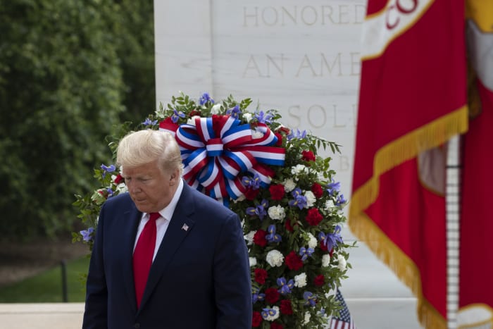 President Trump takes part in wreath-laying ceremony at Arlington National Cemetery