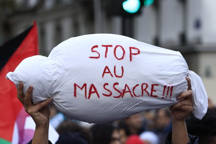 Protest marches by thousands in Europe demand halt to Israeli bombing of Gaza, under police watch