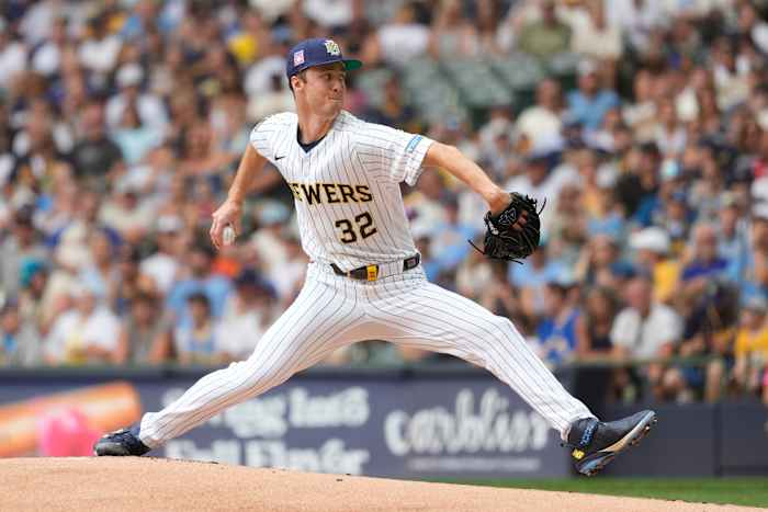 Image linked from the original feed: Jacob Misiorowski sets Brewers franchise record by starting game with 7 straight strikeouts