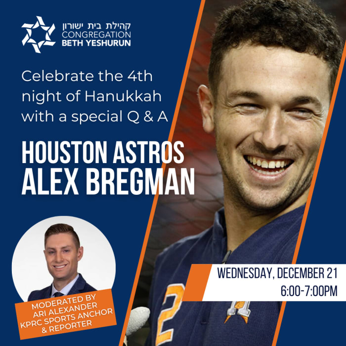 Houston Astros star Alex Bregman celebrates Hanukkah at local