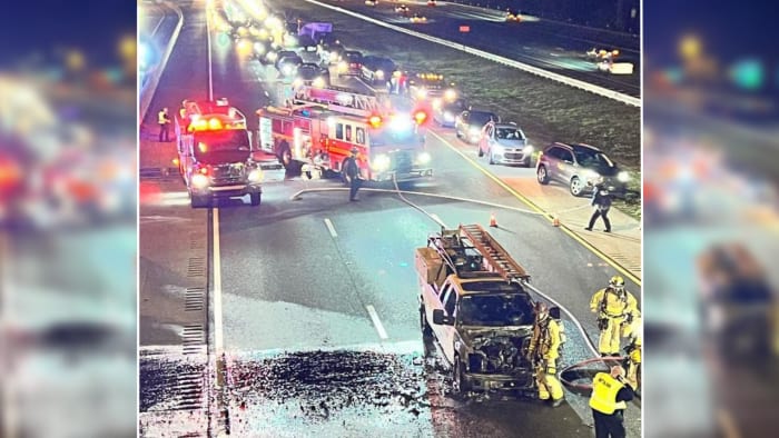 Fiery crash along I-4 blocks traffic in Seminole County
