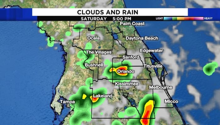 Storms likely to start the weekend. Rip current risk remains high
