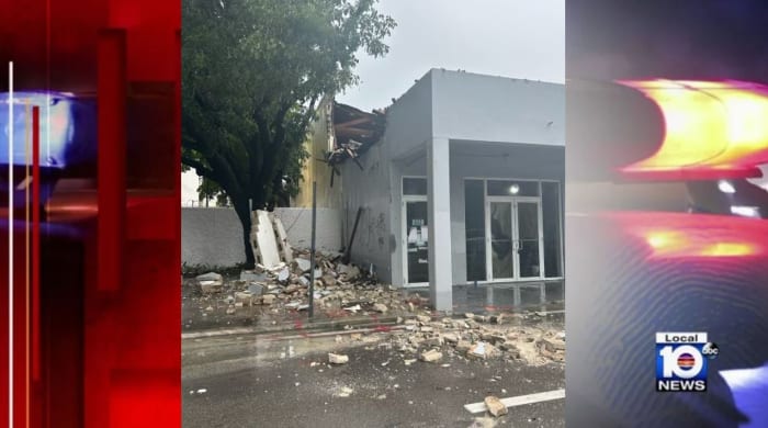 Police close section of downtown Miami following roof collapse of unoccupied building