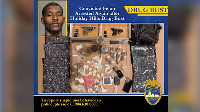 Convicted felon arrested again after drug bust at Holiday Hill apartment