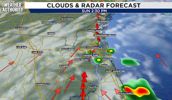 Breezy winds, mid-80s temps ahead of scattered storms in northeast Florida, drier day in southeast Georgia