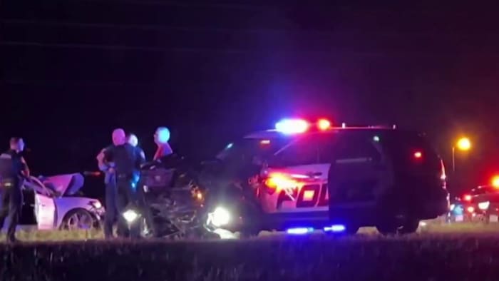 2 dead officer injured after car strikes pedestrian crashes headon into Ocala police cruiser