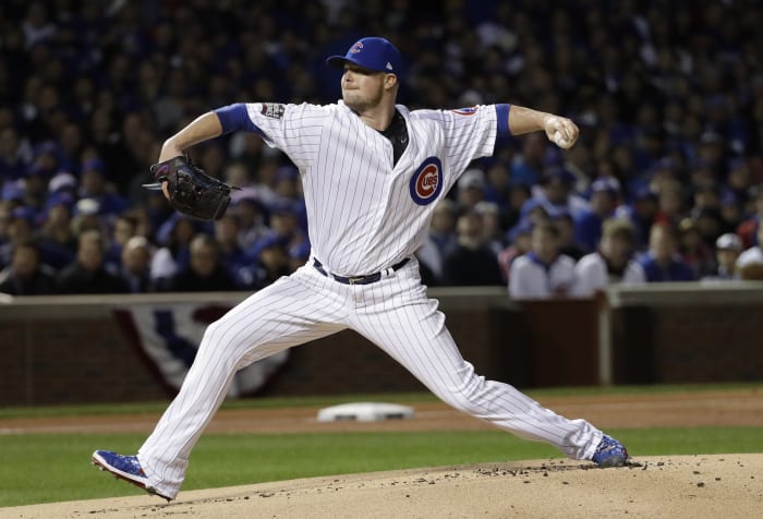 Chicago Cubs Jon Lester Finally Throws The Ball To First Base