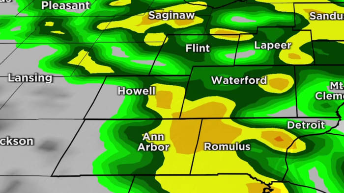 3-rounds of rain, including thunderstorms expected this week in Metro Detroit