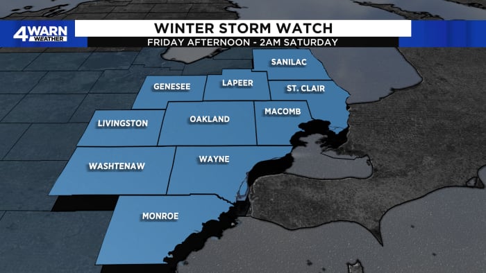 5-9 inches of snow possible Friday in parts of Metro Detroit — timing, expected totals by county