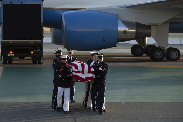 California Sen. Dianne Feinstein's body returns to San Francisco on military flight