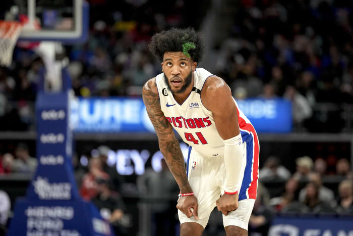 Photos of Cade Cunningham, Saddiq Bey and Isaiah Stewart of the Detroit  Pistons at the NBA Fast Rising Stars game in Cleveland.