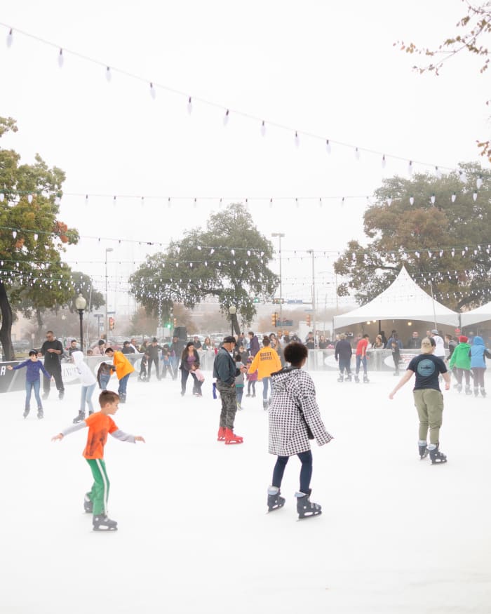 You can skate in downtown San Antonio at outdoor ice rink in Travis Park