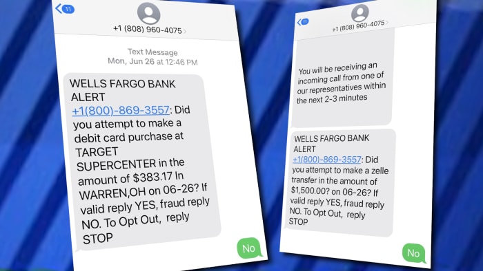 Look out Wells Fargo bank imposters using text messages spoofed numbers
