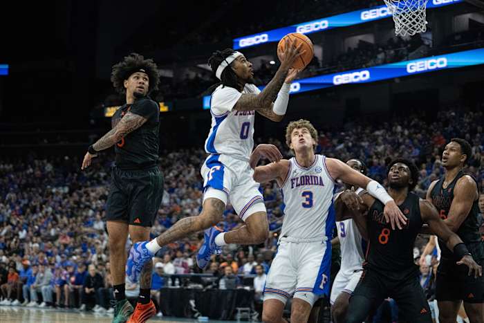 Scenes from Florida’s win over Miami in basketball at VyStar Veterans Memorial Arena