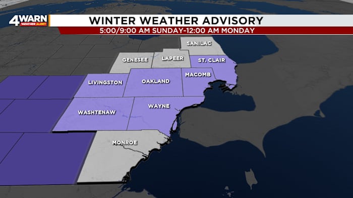 일요일 디트로이트 메트로에 눈이 내림 – 타이밍과 예상되는 양