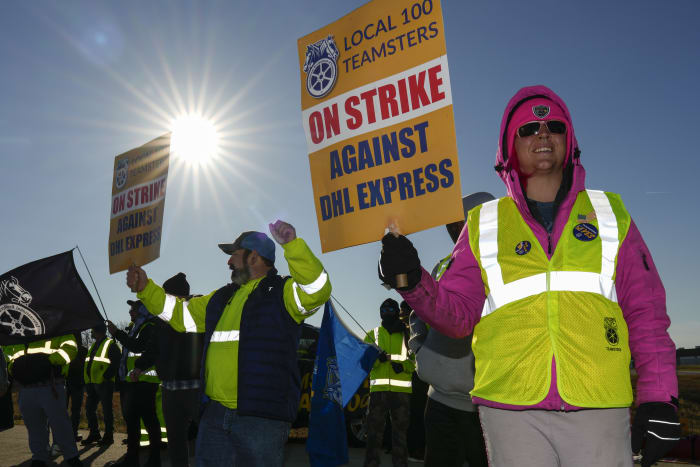 Unionized DHL Express workers strike at critical Cincinnati air cargo hub