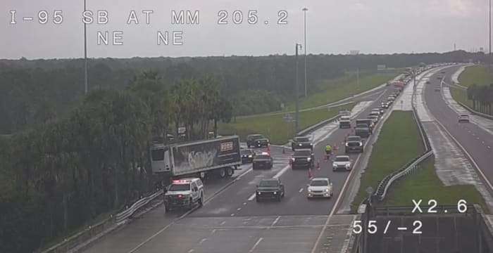 Semi crashes on I-95 in Brevard County, snarling traffic