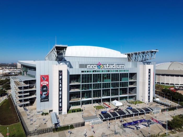 H Town Ready NRG Stadium decked out in playoff banners Texans